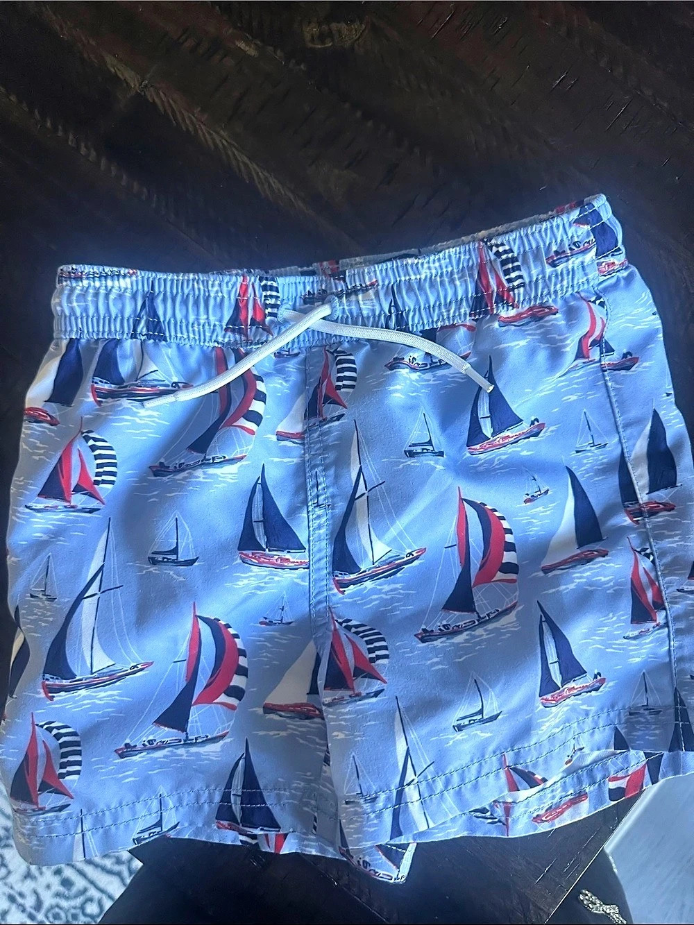 Jan & Jack Boys Swim Trunks Sailboat Print Size 3 Like New